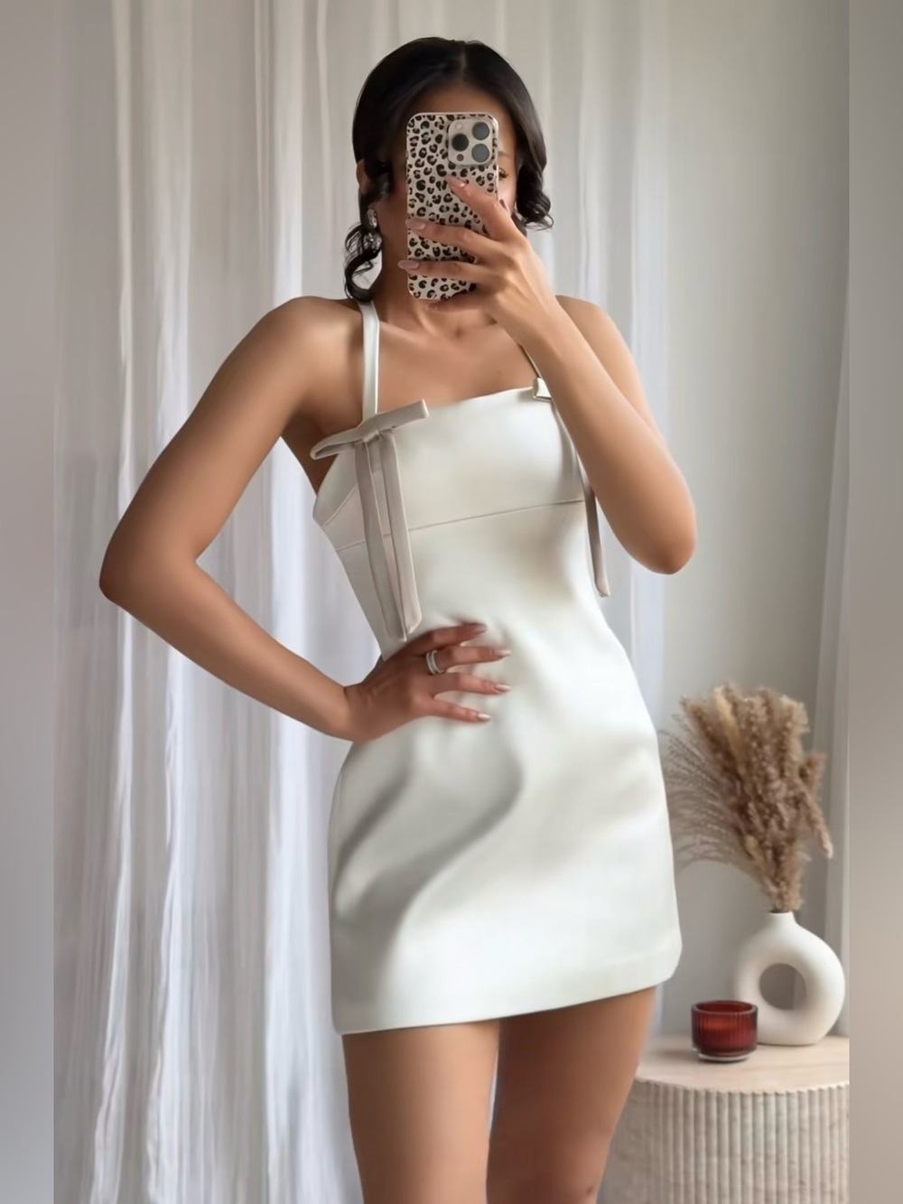 House of CB Minimoiselle Bustier Stretch Satin Minidress White